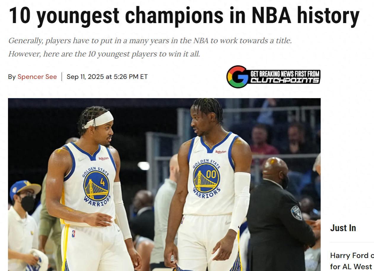 开云体育官网-勇士批量生产!美媒晒最年轻冠军得主TOP10:魔术师第5库明加第2